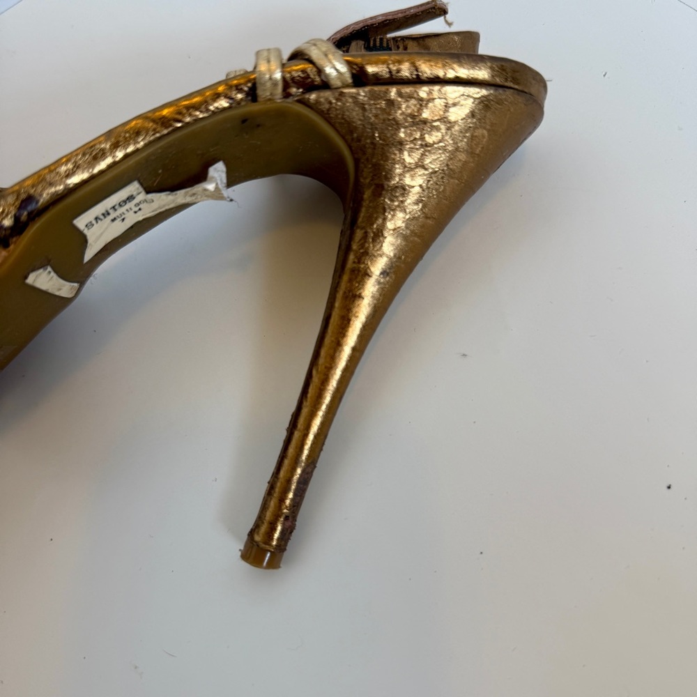 BCBG Gold Strappy Cork Platform Heels, Size 7 - Picture 10 of 11